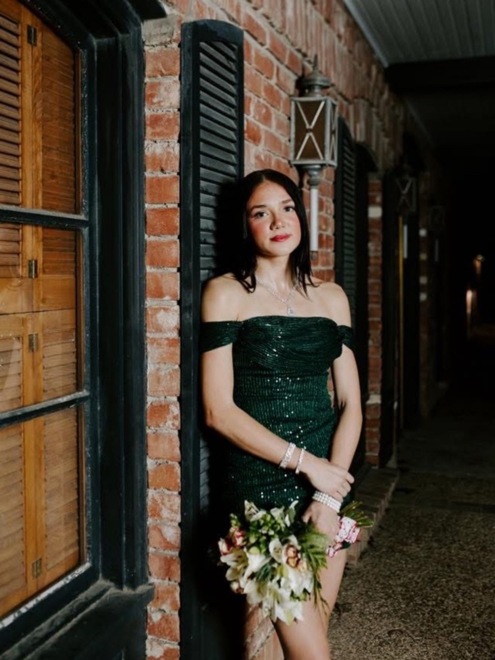 Emerald Off-Shoulder Sequin Cocktail Dress